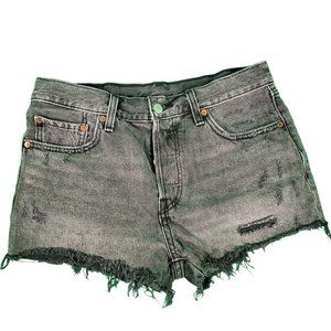 Levi's 501 Premium Denim Cut-off Distressed Denim Shorts 28" Black